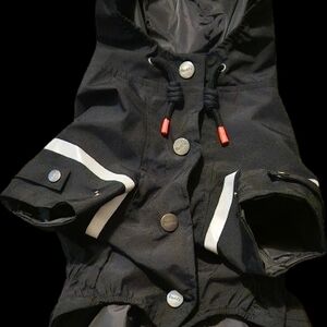 Black Dog Raincoat with Reflective Stripes